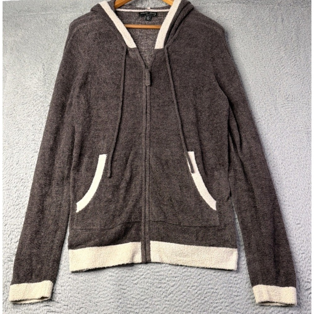Barefoot Dreams Hoodie Womens Medium Cozy Chic Lite Full Zip Up Brown NWOT